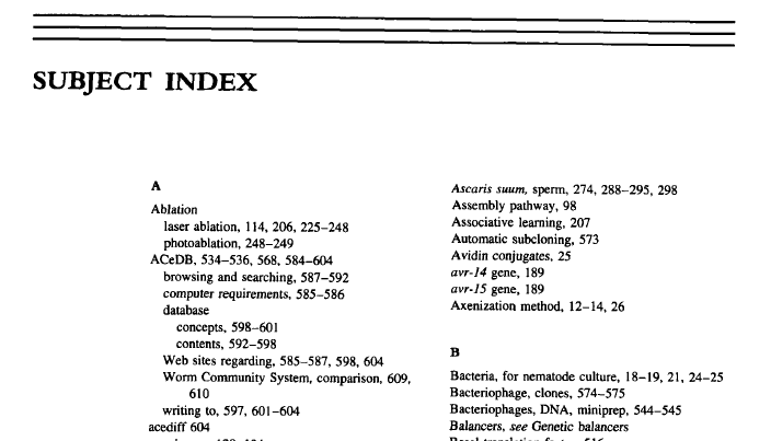 Example Subject Index